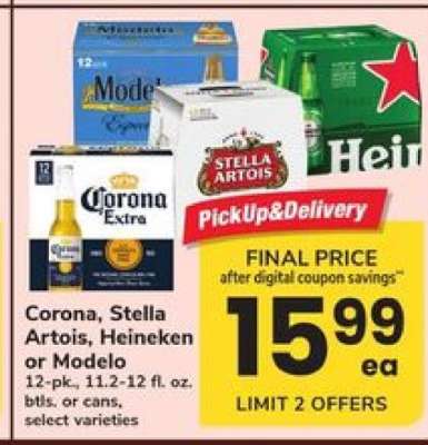 Corona, Stella Artois, Heineken or Modelo