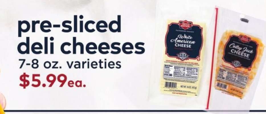Pre-sliced deli cheeses