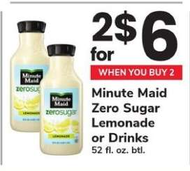 Minute Maid Zero Sugar Lemonade or Drinks