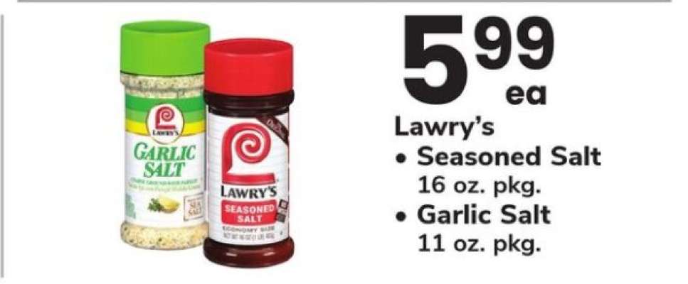 Lawry's Seasoned Salt or Garlic Salt
