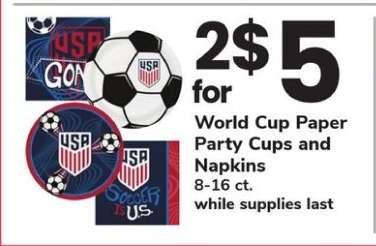 World Cup Paper Party Cups and Napkins
