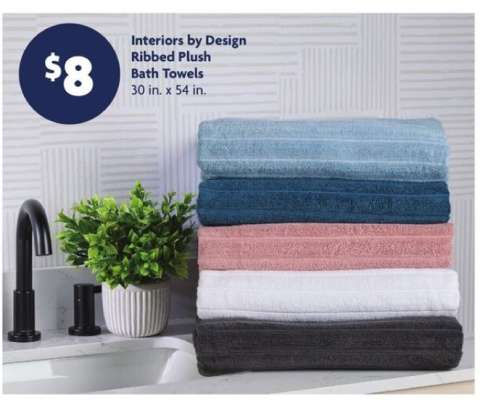 Interiors by Design Ribbed Plush Bath Towels