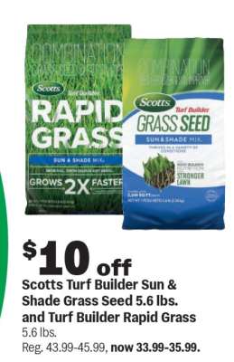 Scotts Turf Builder Sun & Shade Grass Seed 5.6 lbs. and Turf Builder Rapid Grass