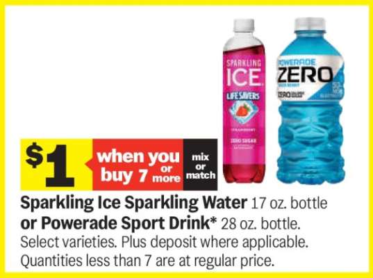Sparkling Ice Sparkling Water or Powerade Sport Drink