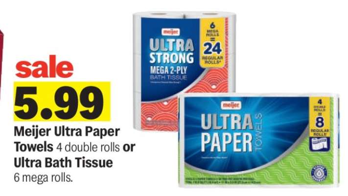 Meijer Ultra Paper Towels or Ultra Bath Tissue