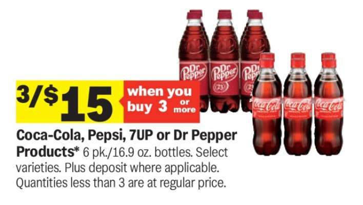 Coca-Cola, Pepsi, 7UP or Dr Pepper Products*