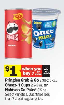 Pringles Grab & Go, Cheez-It Cups, Nabisco Go Paks