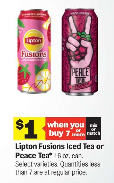 Lipton Fusions Iced Tea or Peace Tea