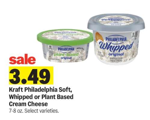Kraft Philadelphia Soft, Whipped or Plant Based Cream Cheese