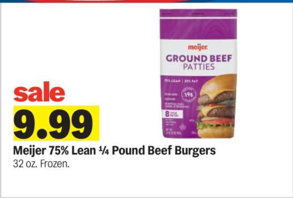 Meijer 75% Lean ¼ Pound Beef Burgers