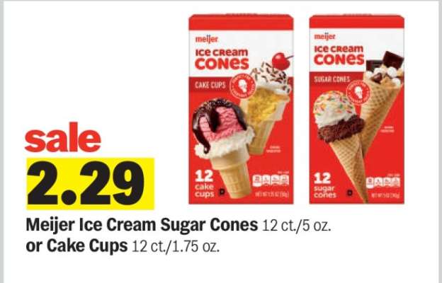 Meijer Ice Cream Sugar Cones or Cake Cups