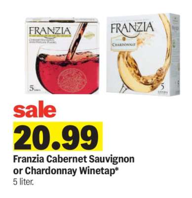 Franzia Cabernet Sauvignon or Chardonnay Winetap