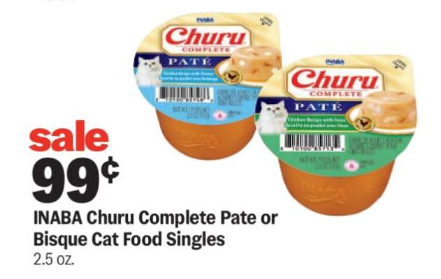 INABA Churu Complete Pate or Bisque Cat Food Singles
