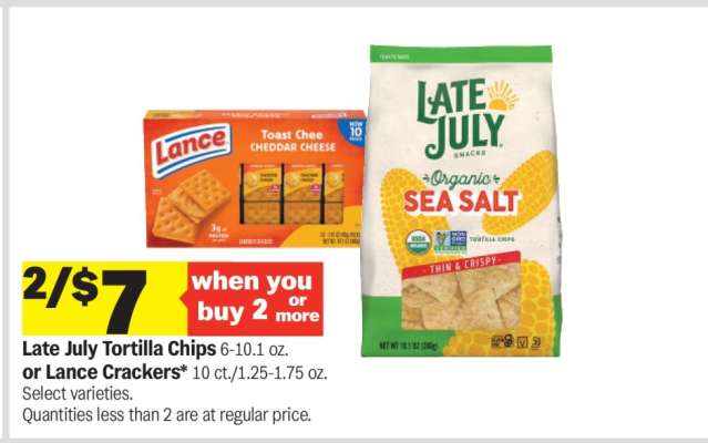 Late July Tortilla Chips or Lance Crackers