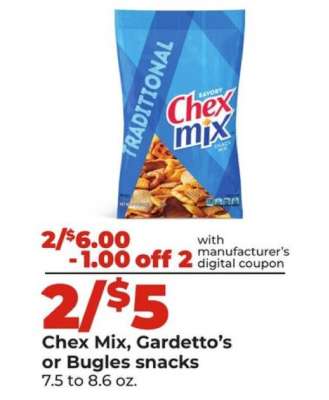Chex Mix, Gardetto's or Bugles Snacks