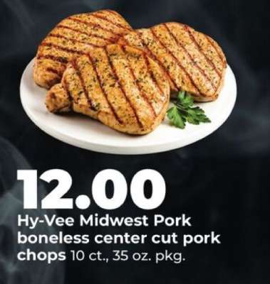 Hy-Vee Midwest pork boneless center cut pork chops