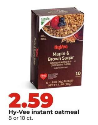 Hy-Vee instant oatmeal