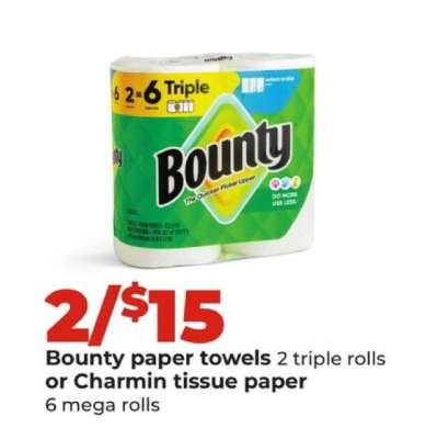 Bounty paper towels or Charmin tissue paper