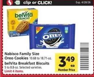 Nabisco Family Size Oreo Cookies & belVita Breakfast Biscuits