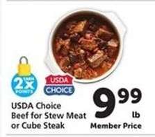 USDA Choice Beef for Stew Meat or Cube Steak