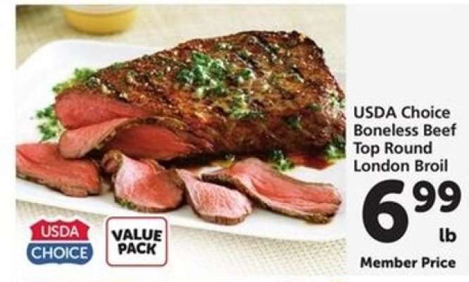 USDA Choice Boneless Beef Top Round London Broil
