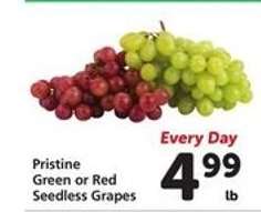 Pristine Green or Red Seedless Grapes