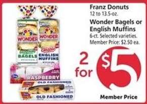 Franz Donuts, Wonder Bagels or English Muffins