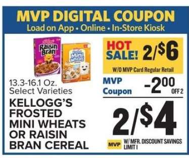 Kellogg's Frosted Mini Wheats or Raisin Bran Cereal