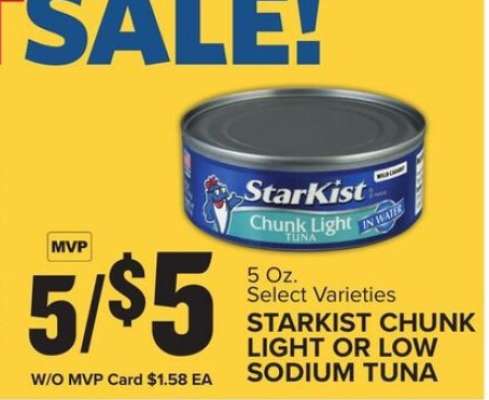 StarKist Chunk Light or Low Sodium Tuna