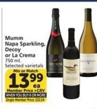Mumm Napa Sparkling, Decoy or La Crema