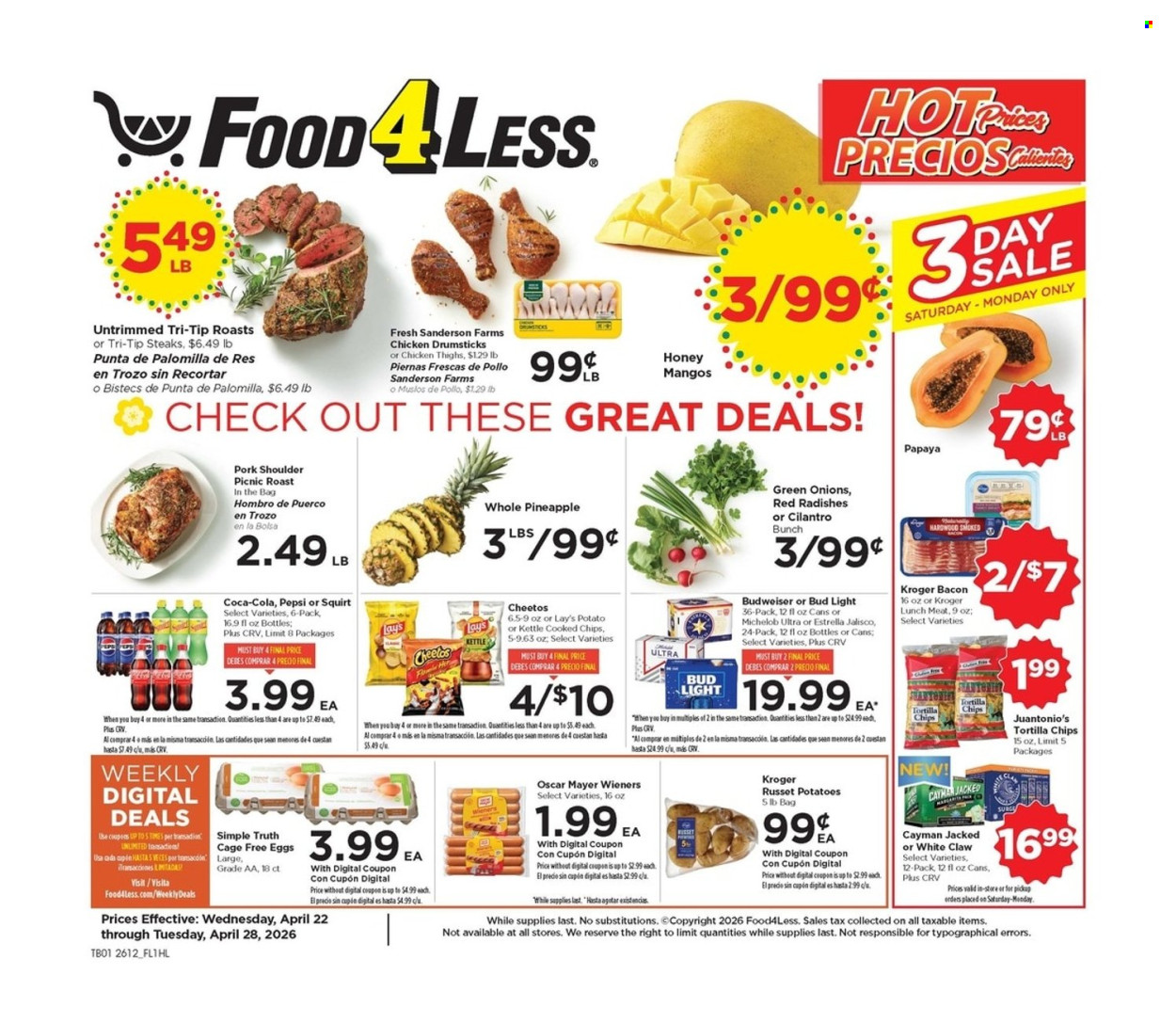 Food 4 Less ad - 04/22/2026 - 04/28/2026. Page 1