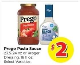 Prego Pasta Sauce or Kroger Dressing