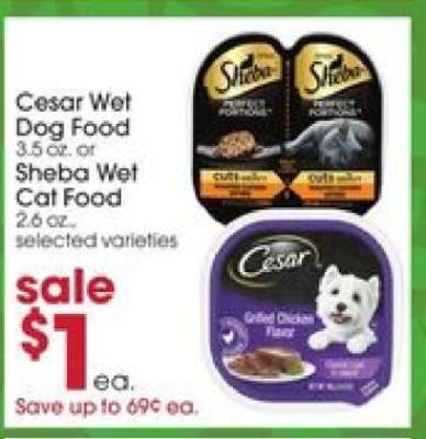 Cesar Wet Dog Food or Sheba Wet Cat Food