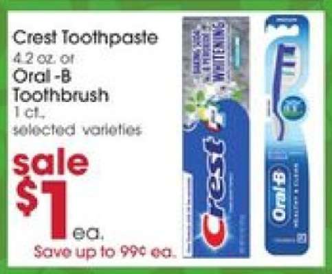 Crest Toothpaste or Oral-B Toothbrush