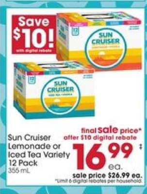 Sun Cruiser Lemonade or Iced Tea Variety 12 Pack