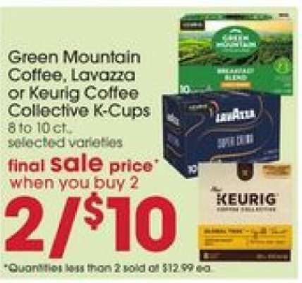 Green Mountain Coffee, Lavazza or Keurig Coffee Collective K-Cups