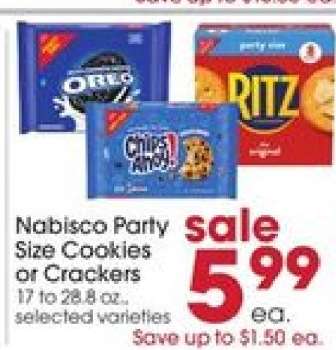 Nabisco Party Size Cookies or Crackers