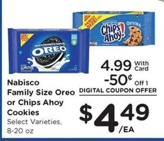 Nabisco Family Size Oreo or Chips Ahoy! Cookies*