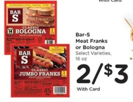 Bar-S Meat Franks or Bologna