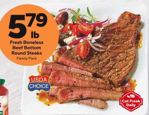 Fresh Boneless Beef Bottom Round Steaks