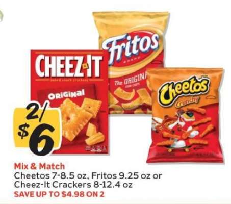 Cheetos, Fritos, or Cheez-It Crackers