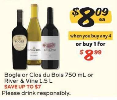 Bogle or Clos du Bois 750 mL or River & Vine 1.5 L