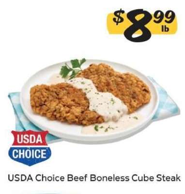 USDA Choice Beef Boneless Cube Steak