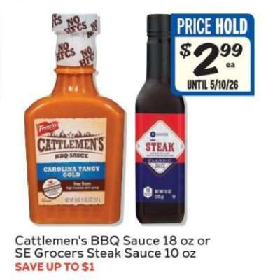 Cattlemen's BBQ Sauce or SE Grocers Steak Sauce