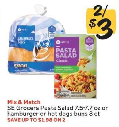 SE Grocers Pasta Salad or Buns