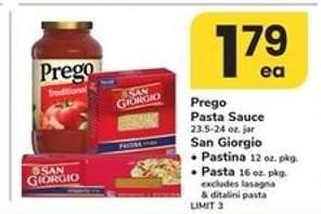 Prego Pasta Sauce / San Giorgio Pasta