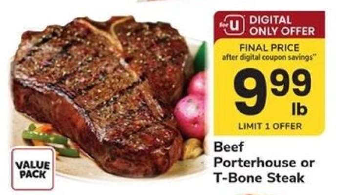 Beef Porterhouse or T-Bone Steak