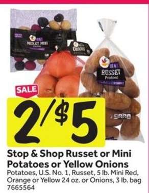 Stop & Shop Russet or Mini Potatoes or Yellow Onions