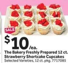 The Bakery Freshly Prepared 12 ct. Strawberry Shortcake Cupcakes