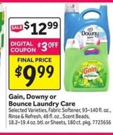 Gain, Downy or Bounce Laundry Care
